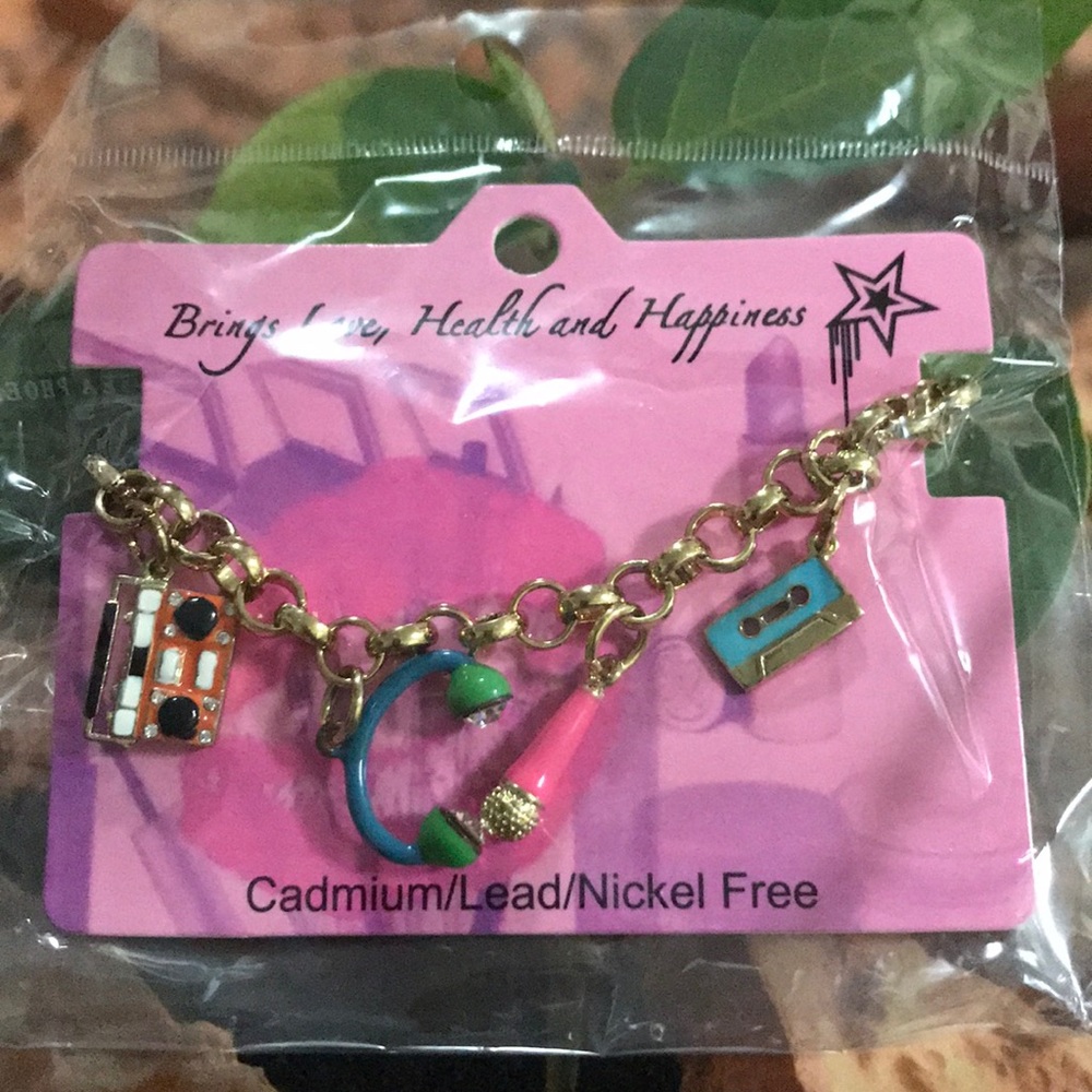 New Remember The 80’s Retro Colorful Enameled Dangling Charms Bracelet